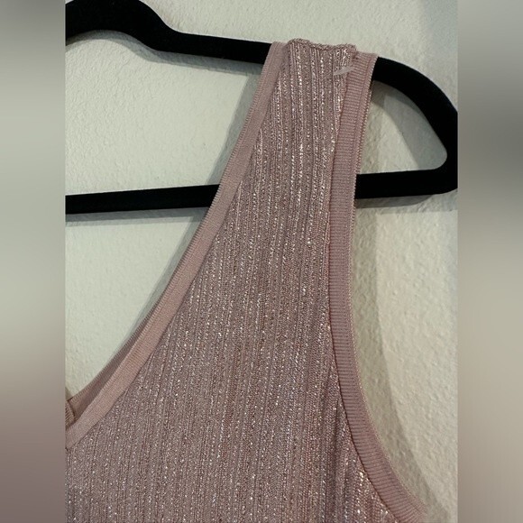 TED BAKER Robinee Ribbed Vest Top Metallic in Light Pink Size 4 - Picture 6 of 11